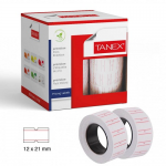 Etichete pentru marcator, 21x12 mm, alb, 800 buc/rola, 6 role | set, TANEX