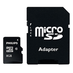 Micro SD Card 8 GB + adaptor PHILIPS SDHC U1 Class 10