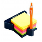 Cub notite autoadeziv cu suport, 76x76 mm, 5 culori neon, 400 file/buc, STICK'N