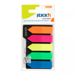 Stick index autoadeziv | Film index plastic, sageata, 42x12 mm, 5 culori neon, 125 file | set, STICK'N