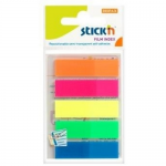 Stick index autoadeziv | Film index plastic, 45x12 mm, 5 culori neon, 125 file | set, STICK'N
