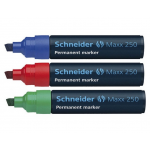 Marker permanent, varf tesit 2-7 mm, albastru | rosu | verde, SCHNEIDER Maxx 250